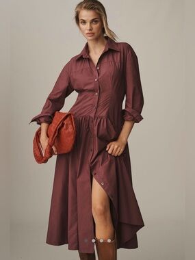 Anthropologie Drop-Waist Midi Shirt Dress NWT